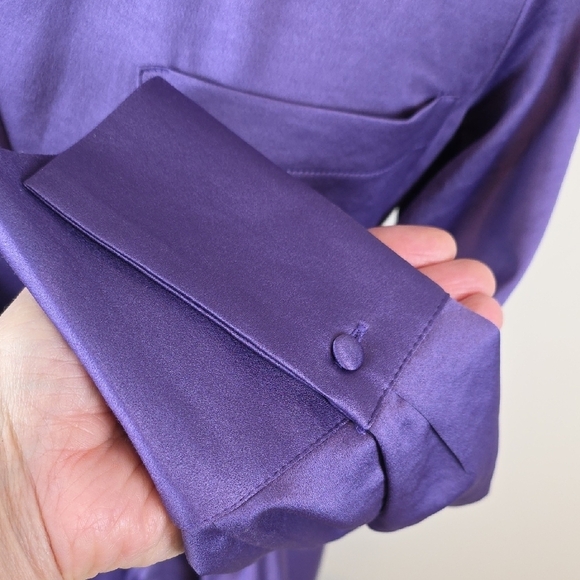 Icône par Simons Purple Wrap Shirt Dress Long Sleeve Tie Waist XS - Picture 4 of 10